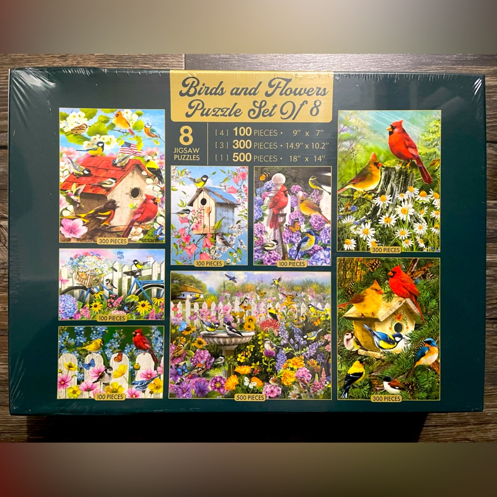 Birds and Flowers puzzle set of 8. 🧩